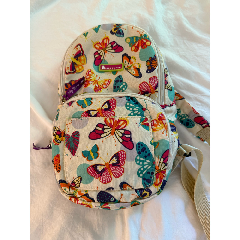 Lily Bloom Butterfly Print Crossbody Backpack Convertible Bag Purse Mini Adjust - Picture 2 of 12